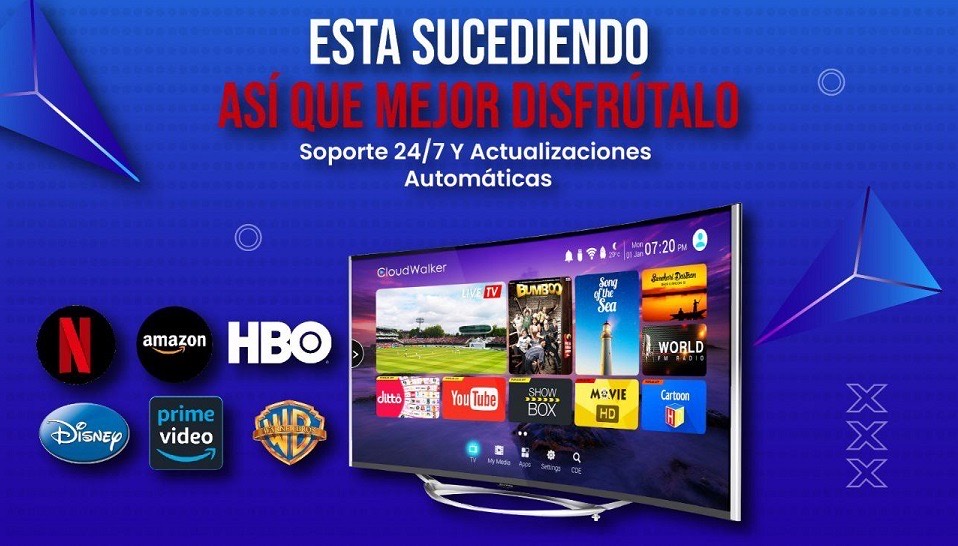 Soporte 24/7 y actualizaciones automáticas, promoción azul